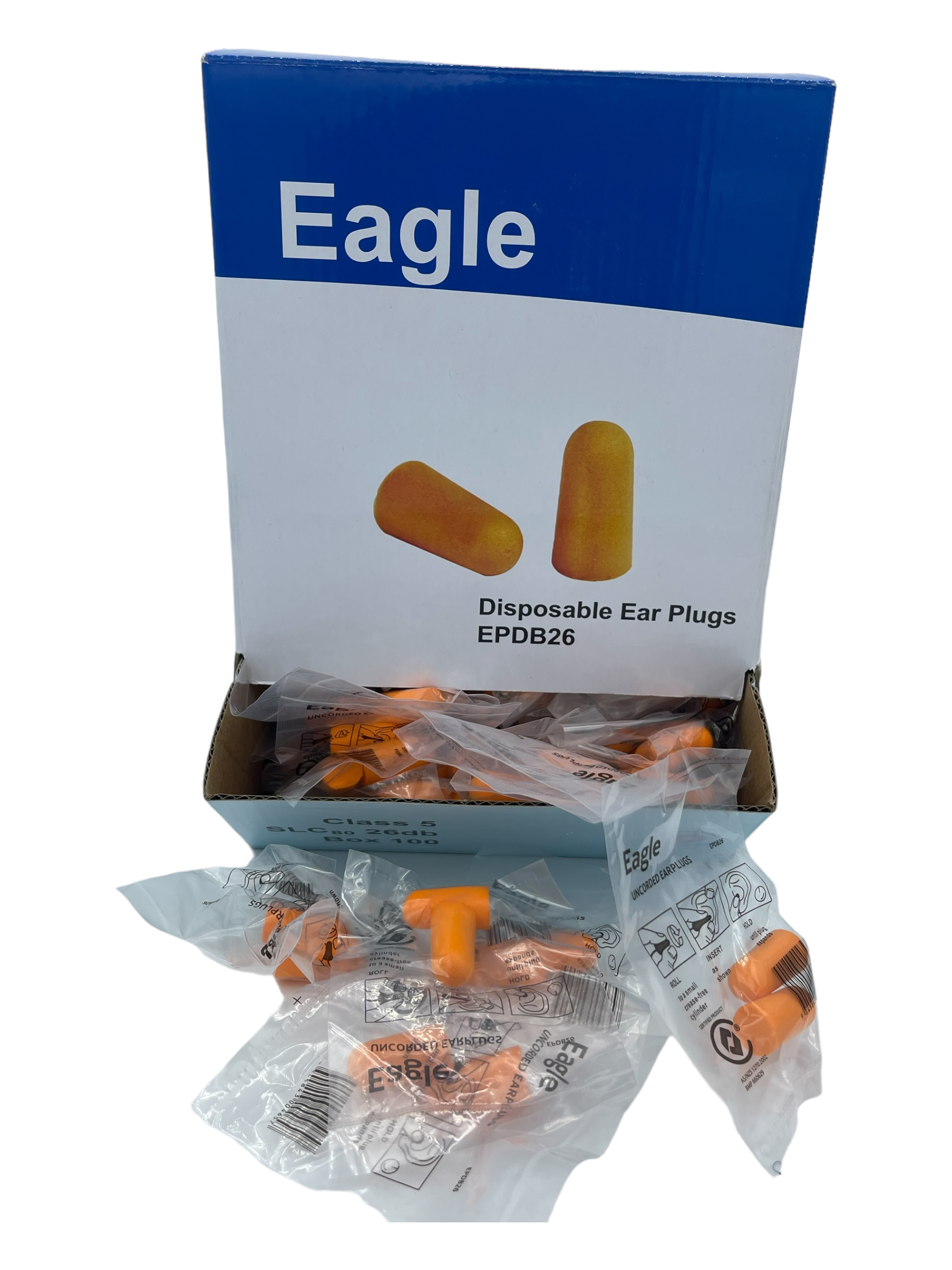 EPDB26	Eagle - Uncorded Earplugs Class 5 / 26dB - Box Of 200 Pairs