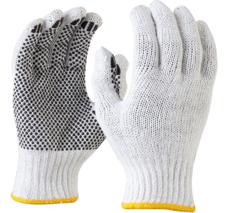 GKP104	Maxisafe - Bleached Knitted Poly Cotton - Polka Dot Glove