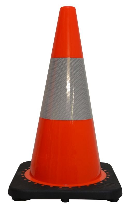 BTC760R	Traffic Cone, Flexible PVC, UV Stabilised, High Intensity Reflective Tape -         Fluoro Orange - 450MM