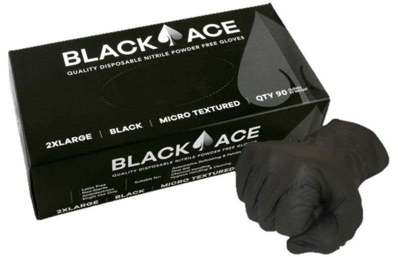 GNB205	Black Ace - Disposable Industrial Nitrile Gloves Black - Box Of 100