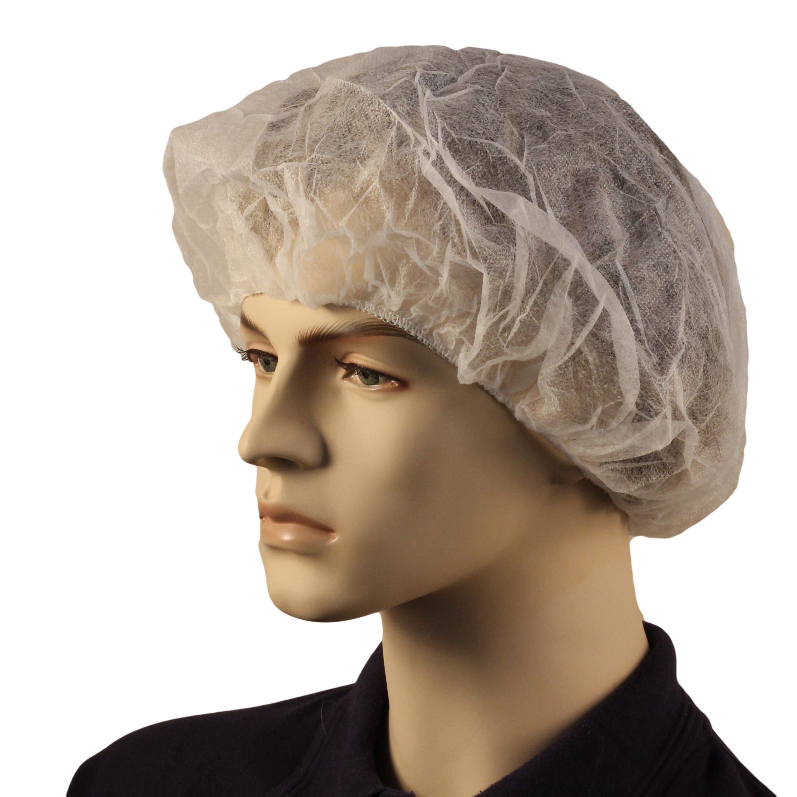 DBR53	Hair Net Round Beret - White 21" 12GSM