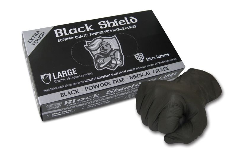 GNB218	Black Shield - Heavy Duty Industrial Nitrile Gloves Black - Box Of 100