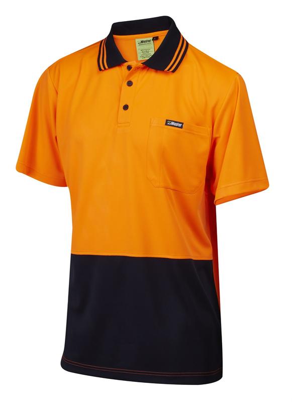 7WP050	Master - Hi-Vis S/Sleeve Polyester Polo with Pocket - Class D, 2 Tone Micromesh