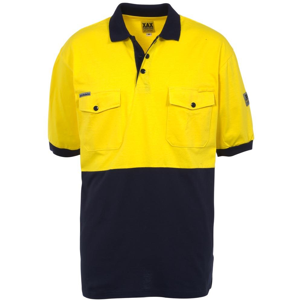 XAX171SS	XAX GLOAIRE - Hi-Vis Polo S/Sleeve Polo with Vented Underarms 100% Cotton (UPF50)