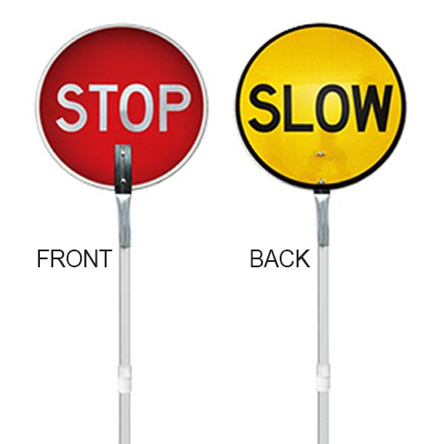 BSS973	Stop / Slow Sign - Class 1 Aluminium Sign 450MM Diameter, 1.9M Aluminium Handle