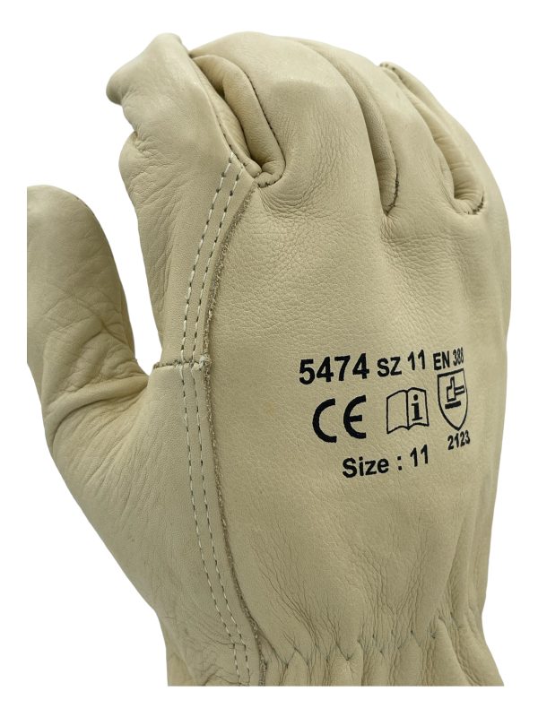 5474-9	Eagle - Full Grain Beige Leather Rigger Glove	- SIZE 9