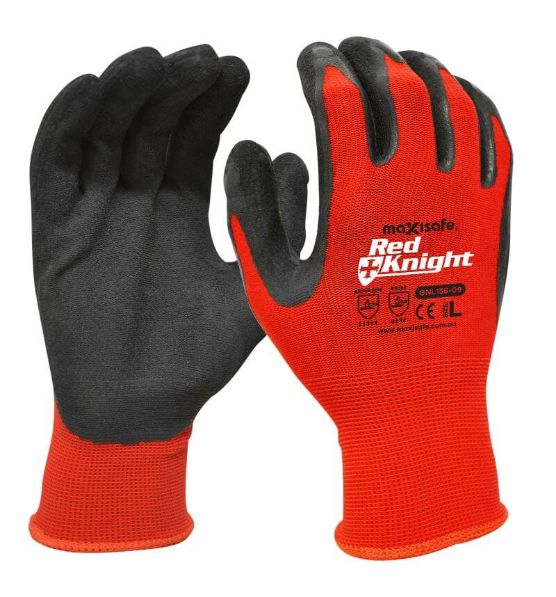 GNL156-10	Maxisafe - Red Knight Synthetic Crinkle Latex Palm Gripper Glove - XL
