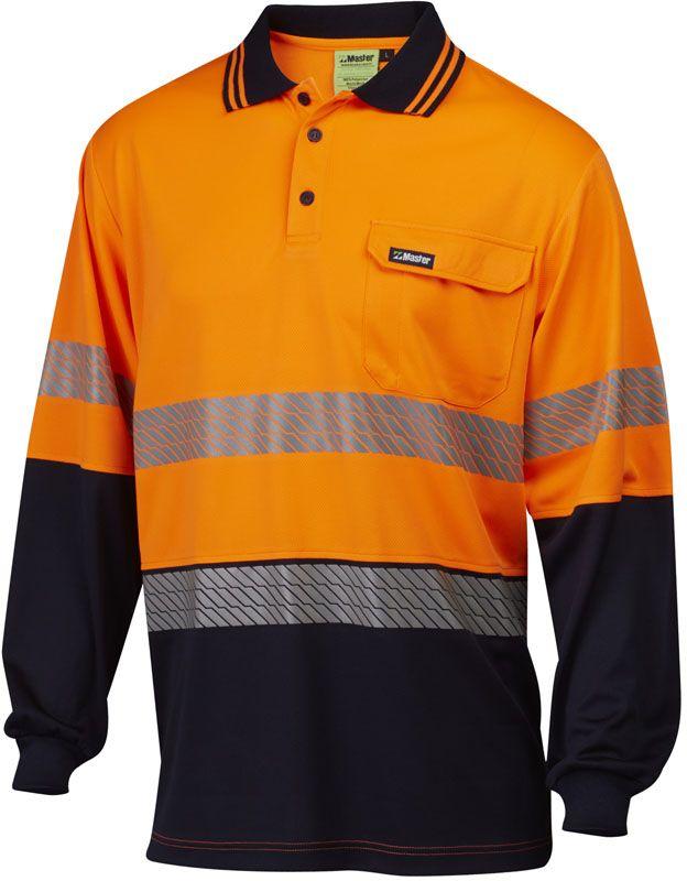 7WPT055	Master - Hi-Vis L/Sleeve Polo - Class DN Segmented Tape 2 Tone Micromesh Polyester /Cotton Back
