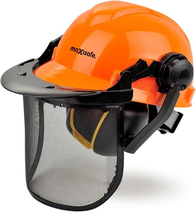 HFK563	Maxisafe - Forestry Kit - Orange Helmet with Mesh Visor & Muff